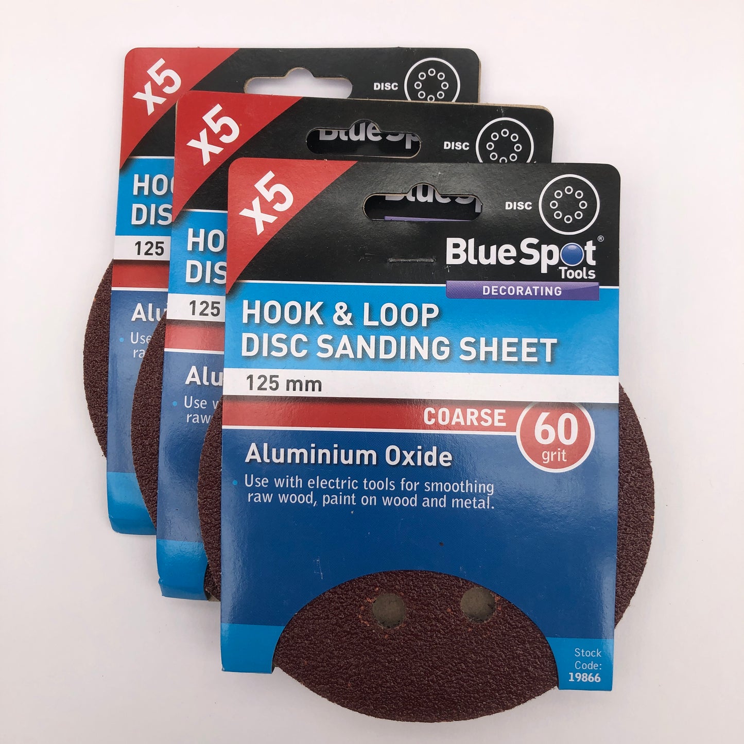 BLUE SPOT TOOLS 125MM 5 PACK 60 GRIT DISC SANDING SHEETS