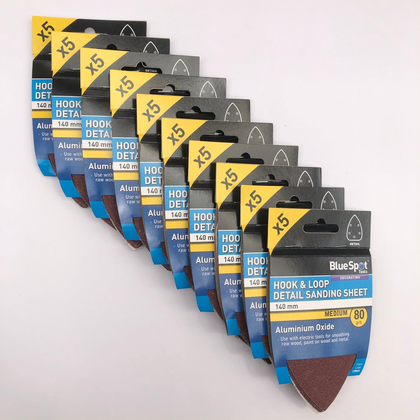 BLUE SPOT TOOLS 140MM 5 PACK 80 GRIT DETAIL SANDING SHEETS