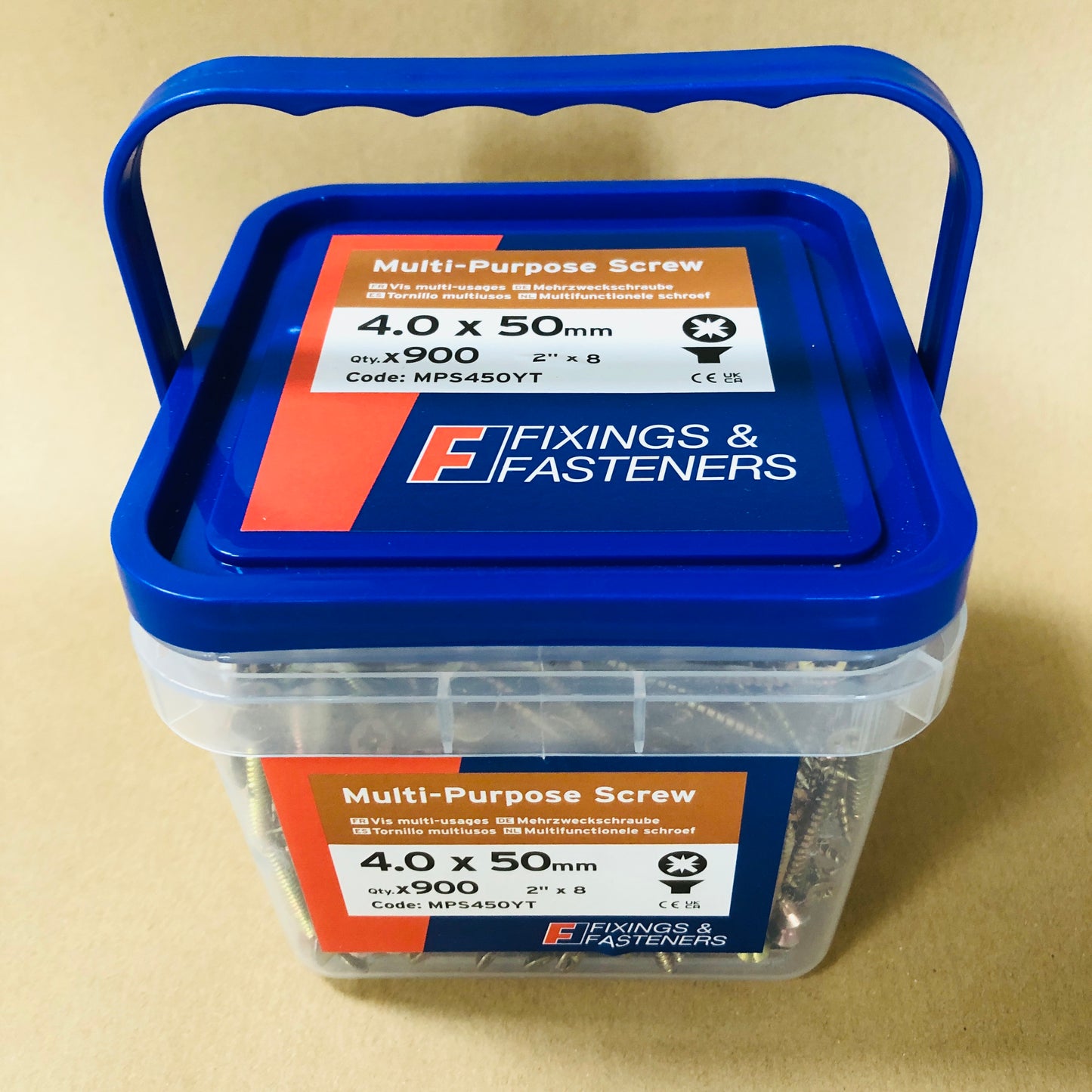 Fixings & Fasteners Multi Purpose Wood Screws 4.0 x 50mm x 900pcs in Tub Pozi Head CSK ZYP 8 x 2"