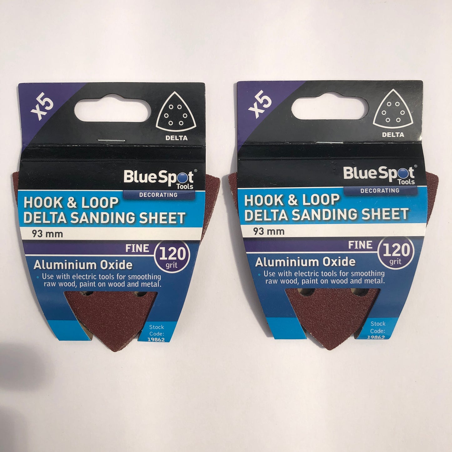 BLUE SPOT TOOLS 93MM 5 PACK 120 GRIT DELTA SANDING SHEETS