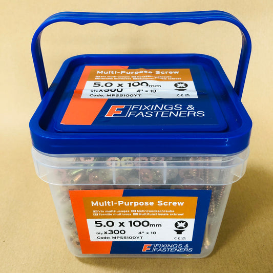 Fixings & Fasteners Multi Purpose Wood Screws 5.0 x 100mm x 300pcs in Tub Pozi Head CSK ZYP 10 x 4"