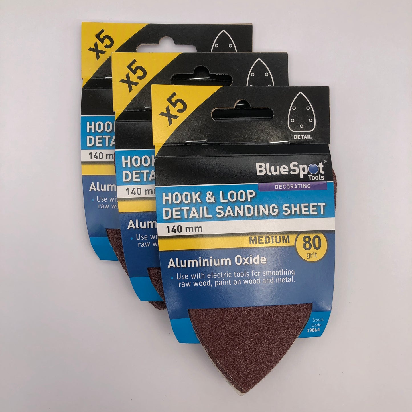 BLUE SPOT TOOLS 140MM 5 PACK 80 GRIT DETAIL SANDING SHEETS