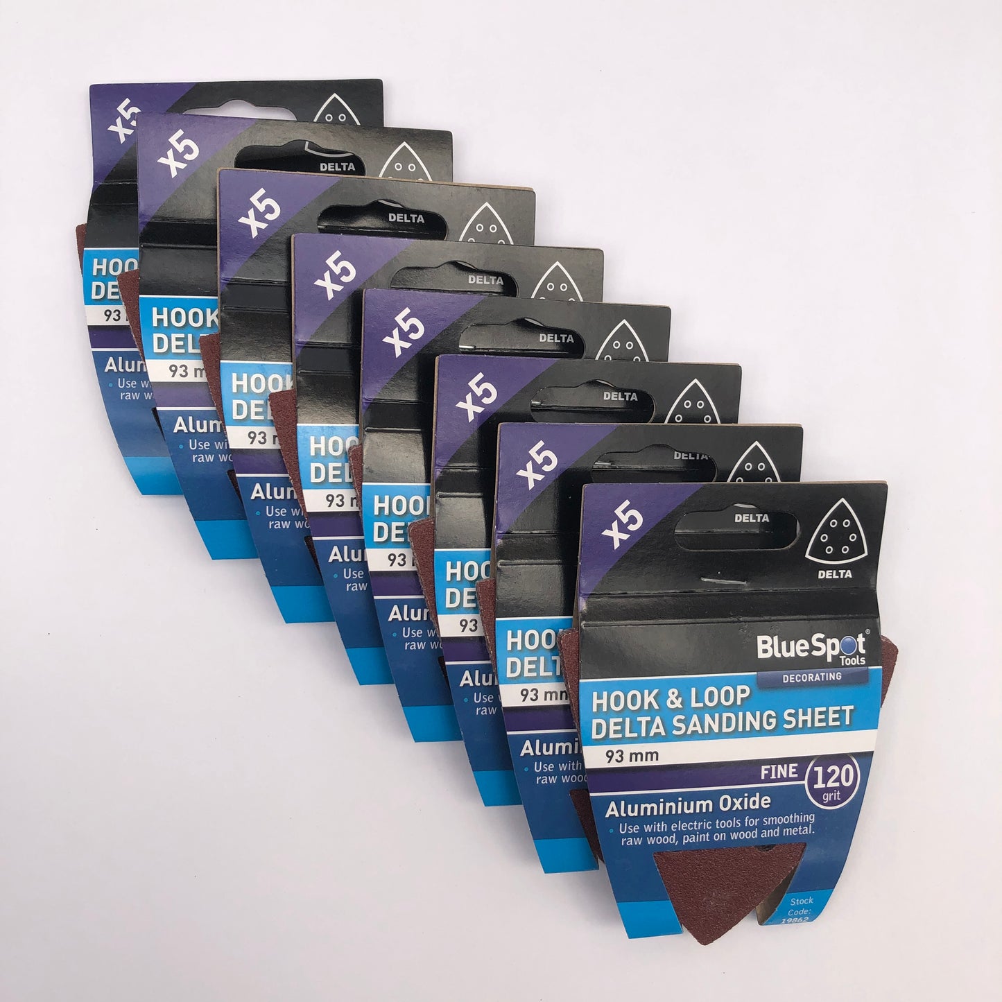 BLUE SPOT TOOLS 93MM 5 PACK 120 GRIT DELTA SANDING SHEETS