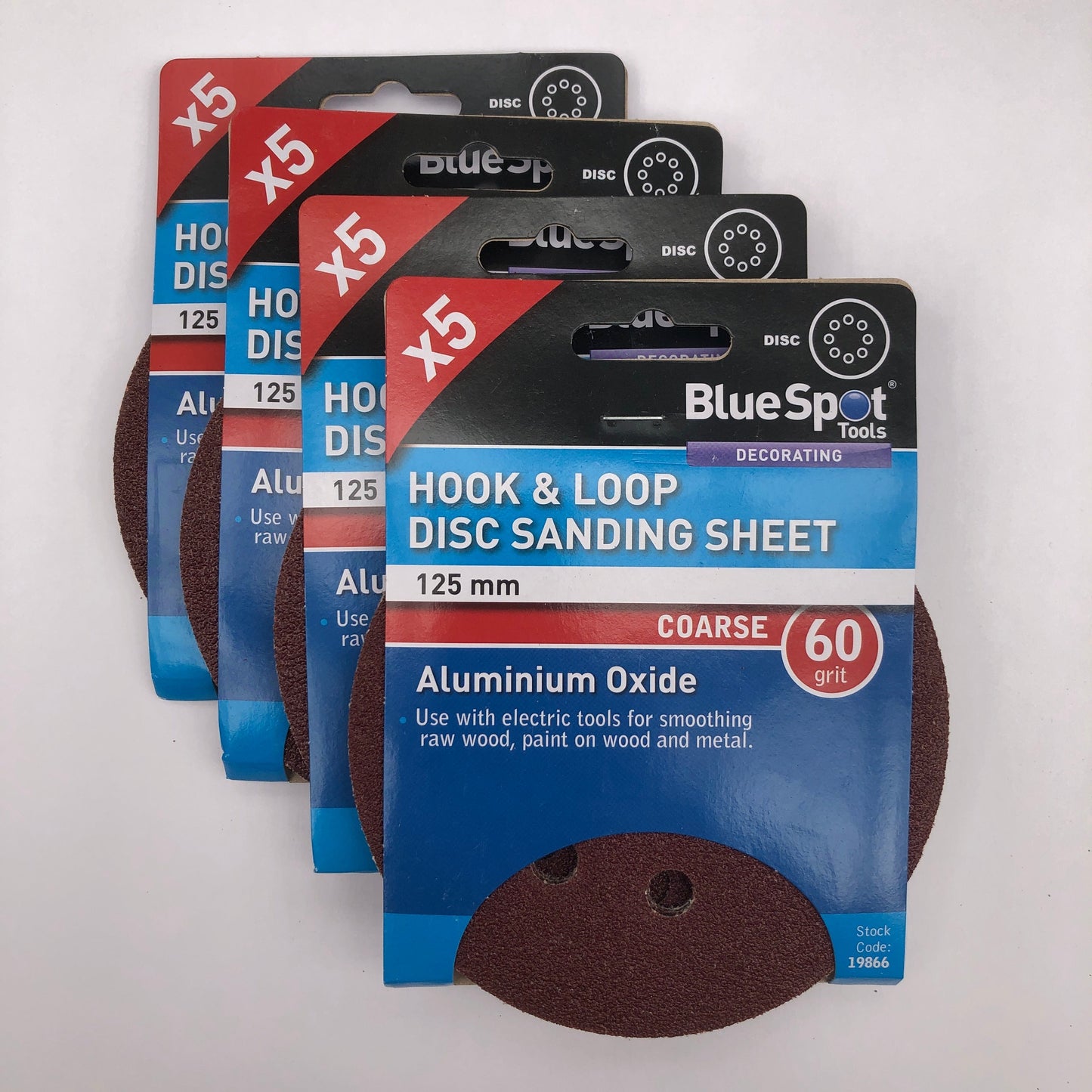 BLUE SPOT TOOLS 125MM 5 PACK 60 GRIT DISC SANDING SHEETS