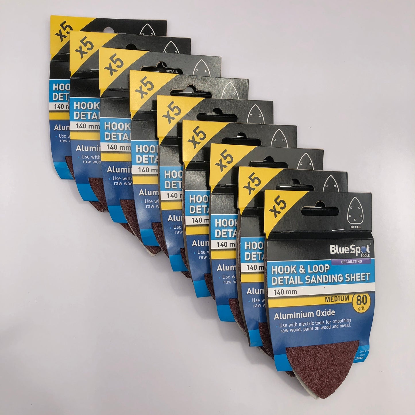 BLUE SPOT TOOLS 140MM 5 PACK 80 GRIT DETAIL SANDING SHEETS