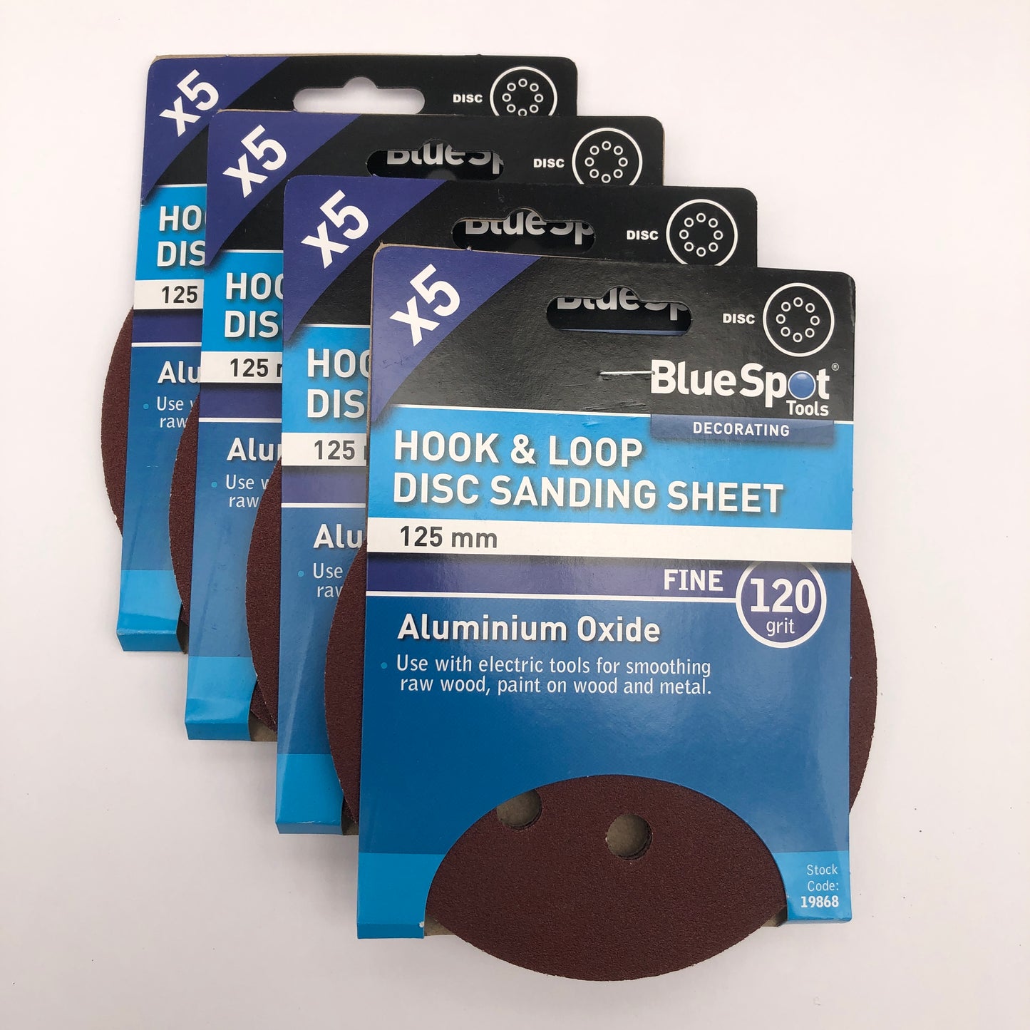 BLUE SPOT TOOLS 125MM 5 PACK 120 GRIT DISC SANDING SHEETS