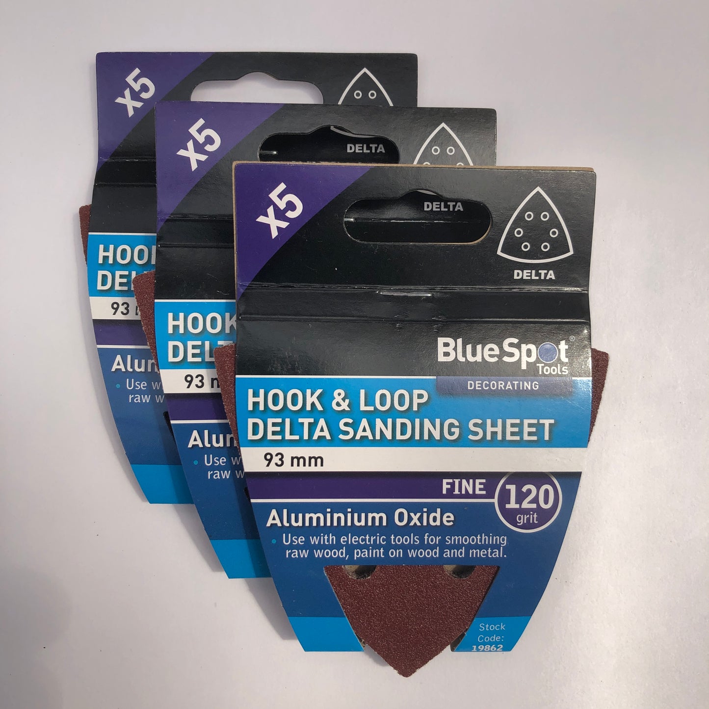 BLUE SPOT TOOLS 93MM 5 PACK 120 GRIT DELTA SANDING SHEETS