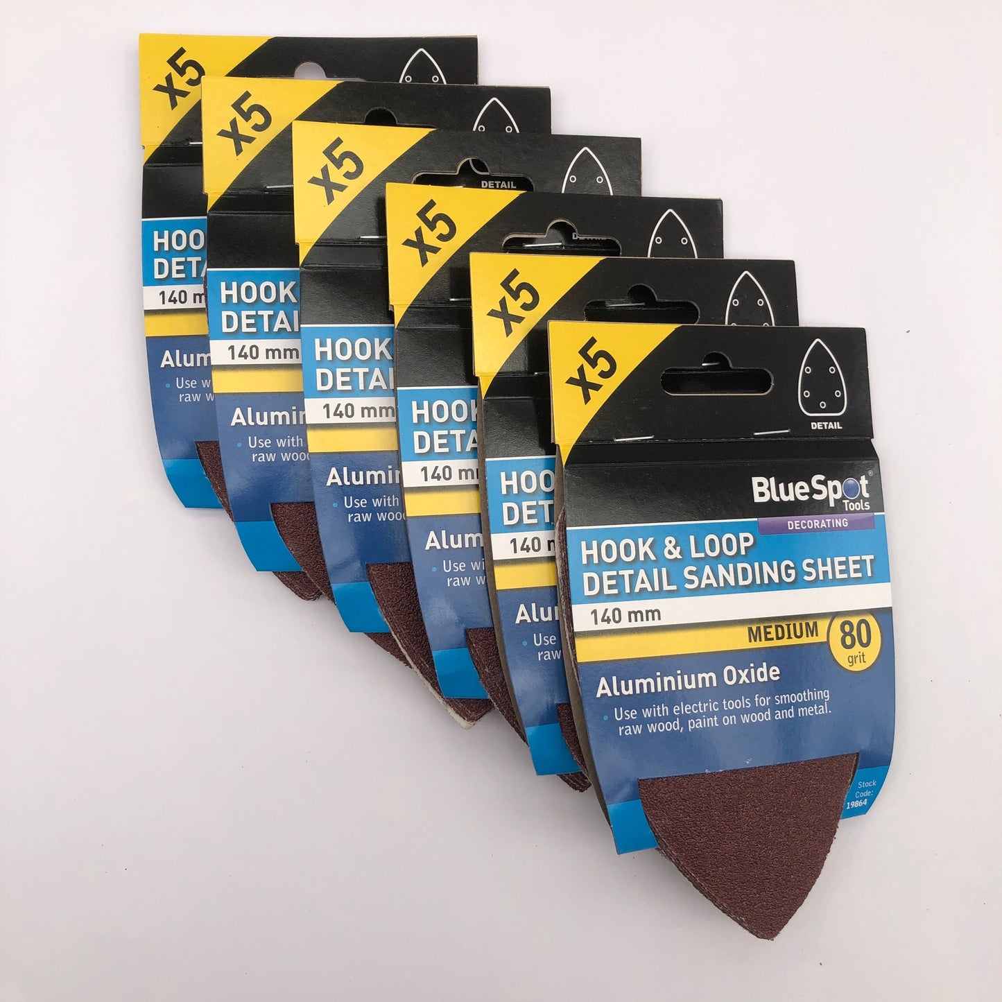 BLUE SPOT TOOLS 140MM 5 PACK 80 GRIT DETAIL SANDING SHEETS