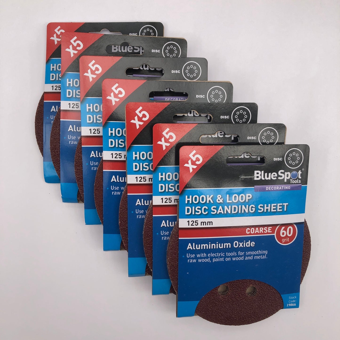 BLUE SPOT TOOLS 125MM 5 PACK 60 GRIT DISC SANDING SHEETS