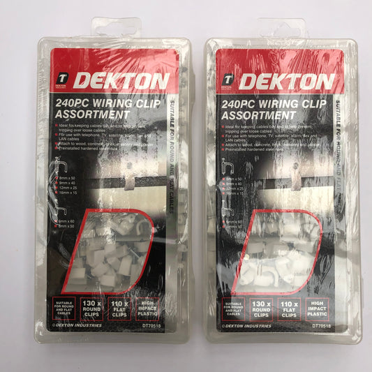 Dekton 2 Packs Plastic Round Flat Electrical Wire Cable Clips TV Phone Internet Fixings