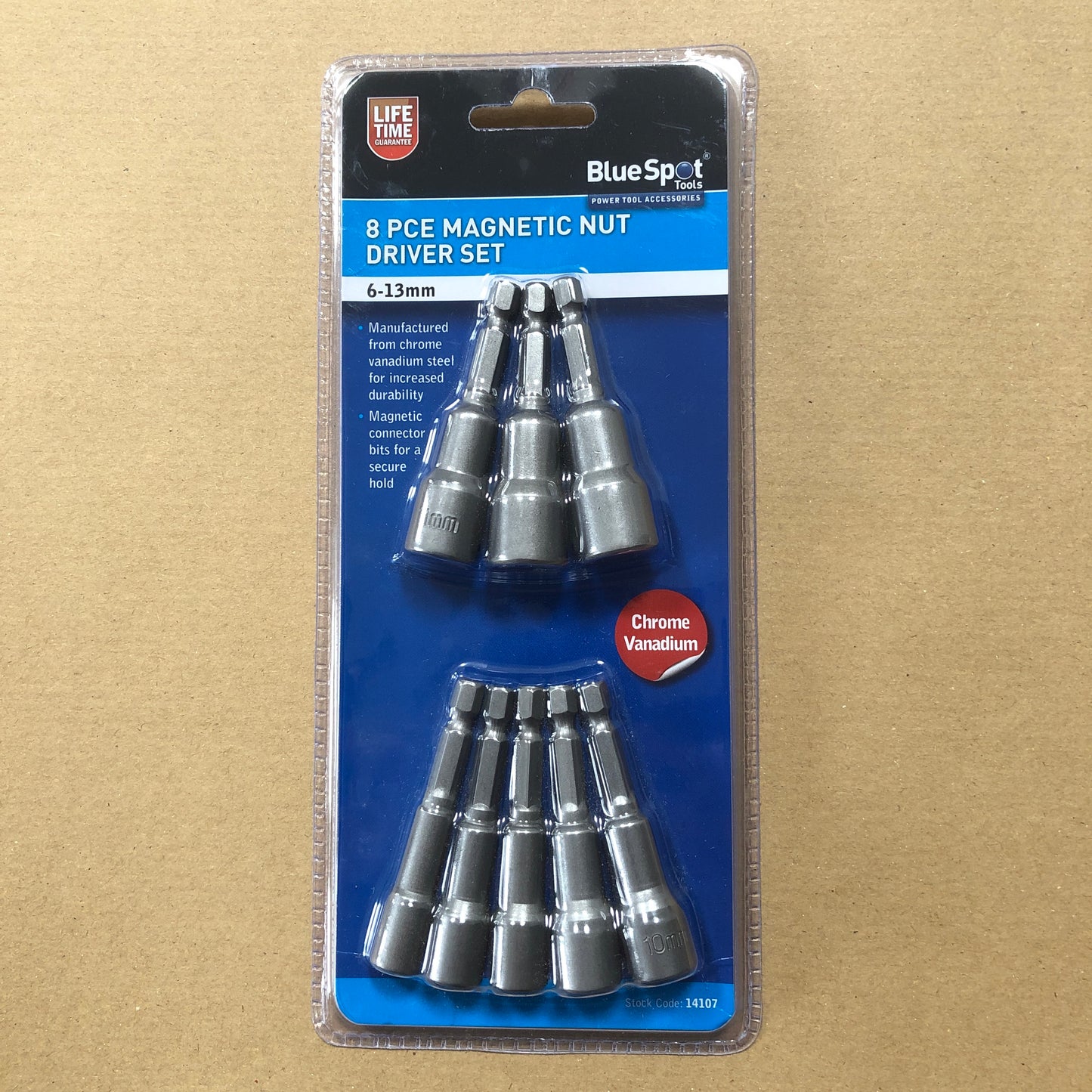 Blue Spot 8pc Magnetic Nut Driver Set 6 - 13mm 1/4" Hex Drive Drill To Nut & Bolt Drivers