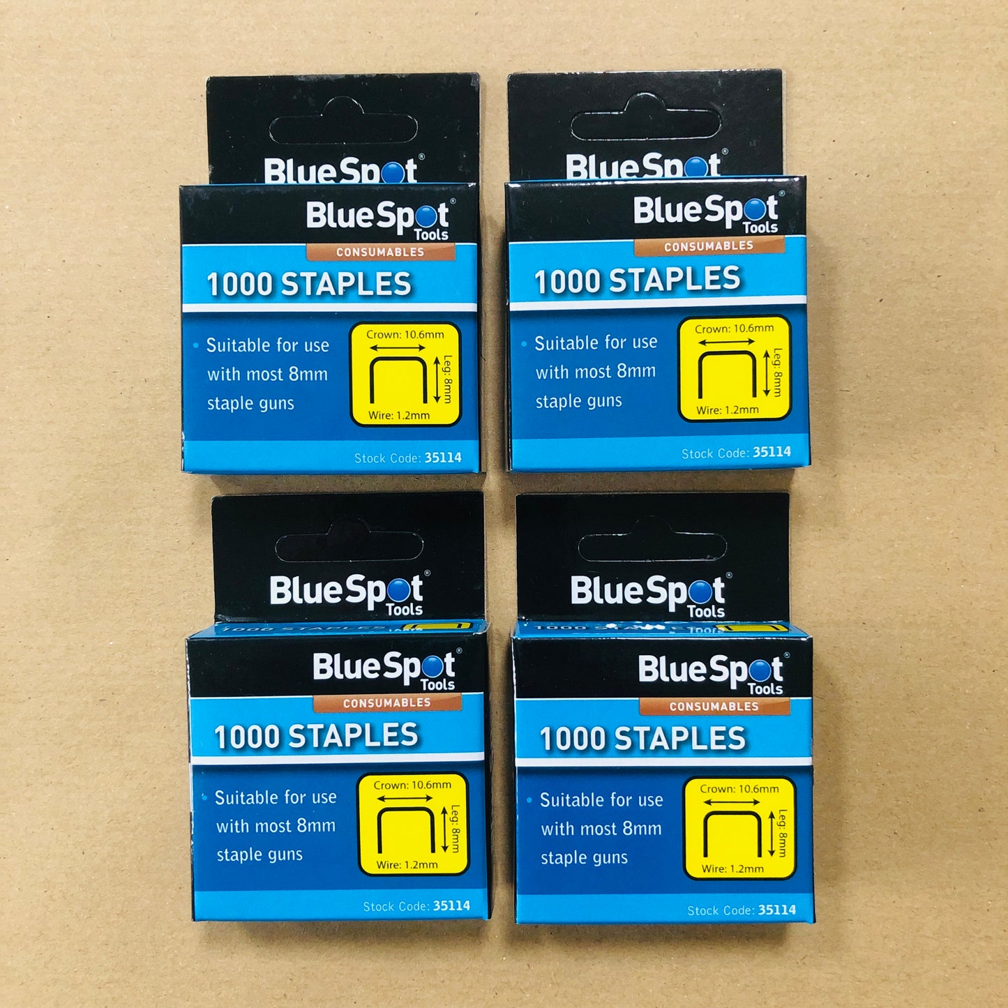 Blue Spot 8mm Crown Flat Wire Staples T50 Style Staple Gun Leg 8 Crown 10.6