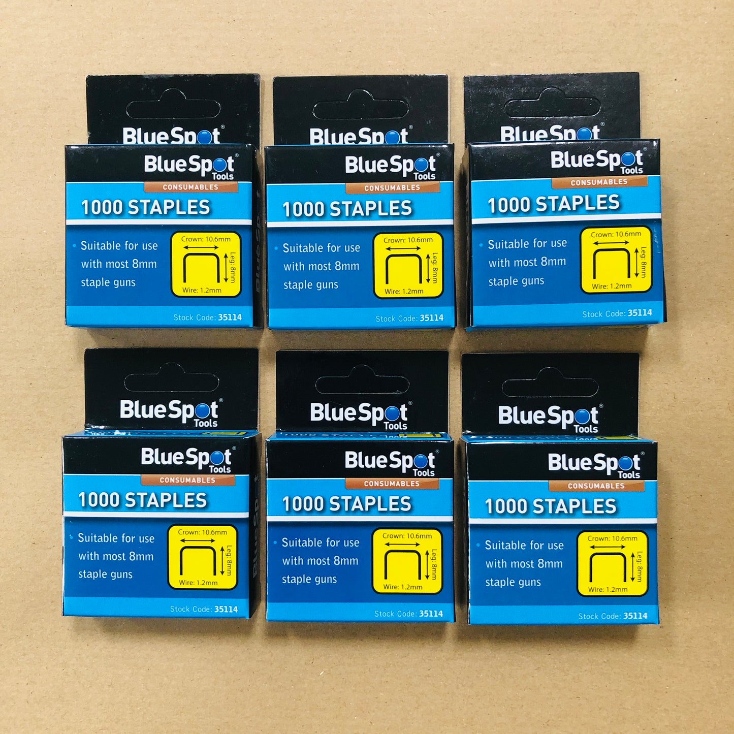 Blue Spot 8mm Crown Flat Wire Staples T50 Style Staple Gun Leg 8 Crown 10.6