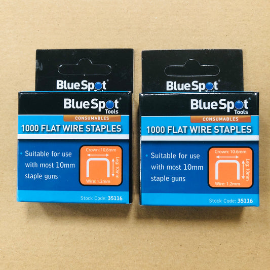 Blue Spot 10mm Crown Flat Wire Staples T50 Style Staple Gun Leg 10 Crown 10.6