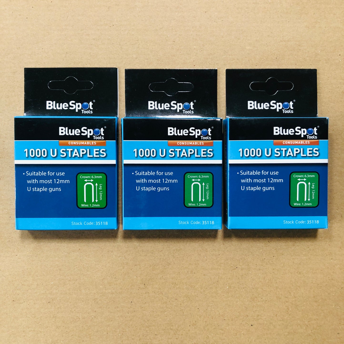 Blue Spot 12mm U-shape Staples Staple Gun Leg 12mm Crown 6.5mm Wire 1.2mm