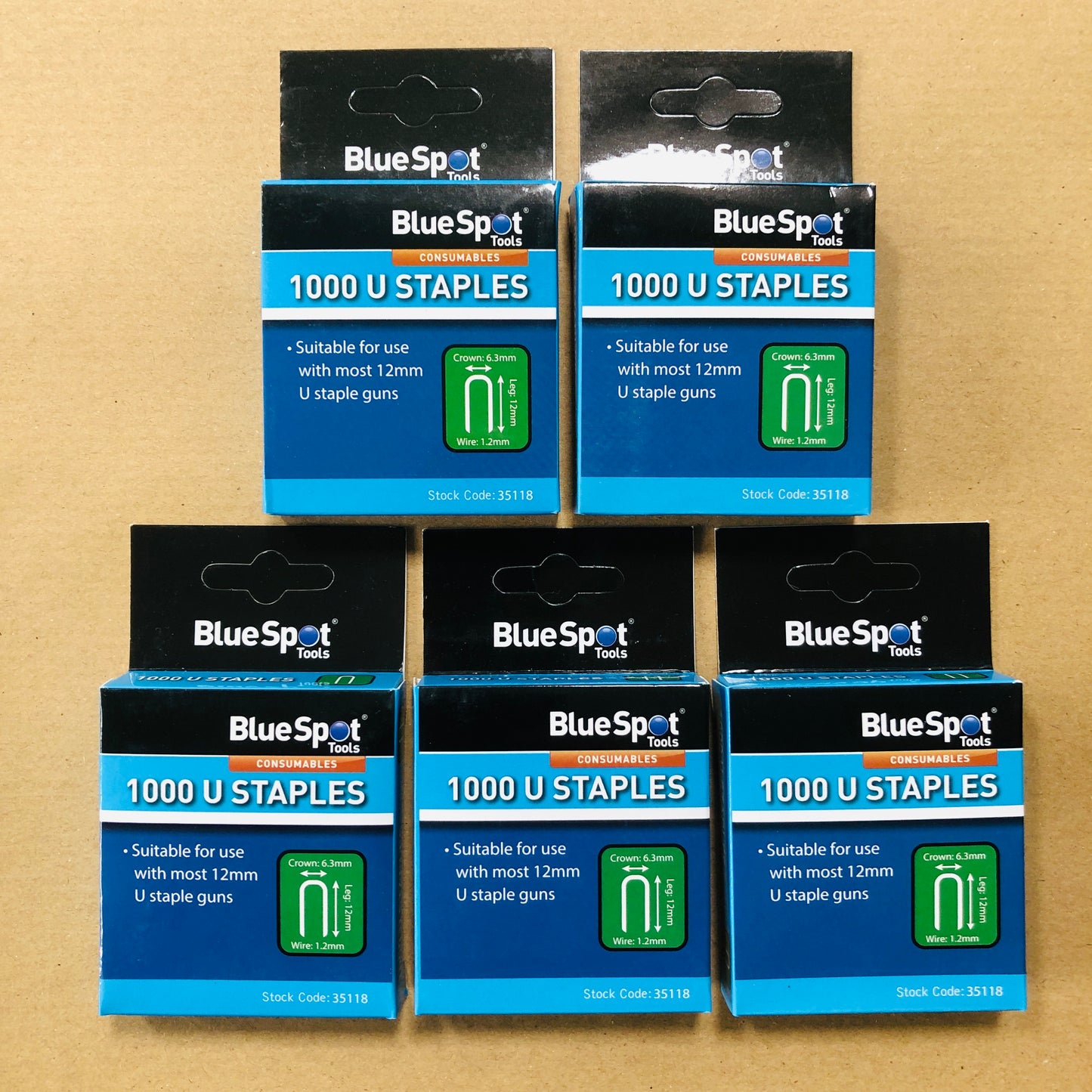 Blue Spot 12mm U-shape Staples Staple Gun Leg 12mm Crown 6.5mm Wire 1.2mm