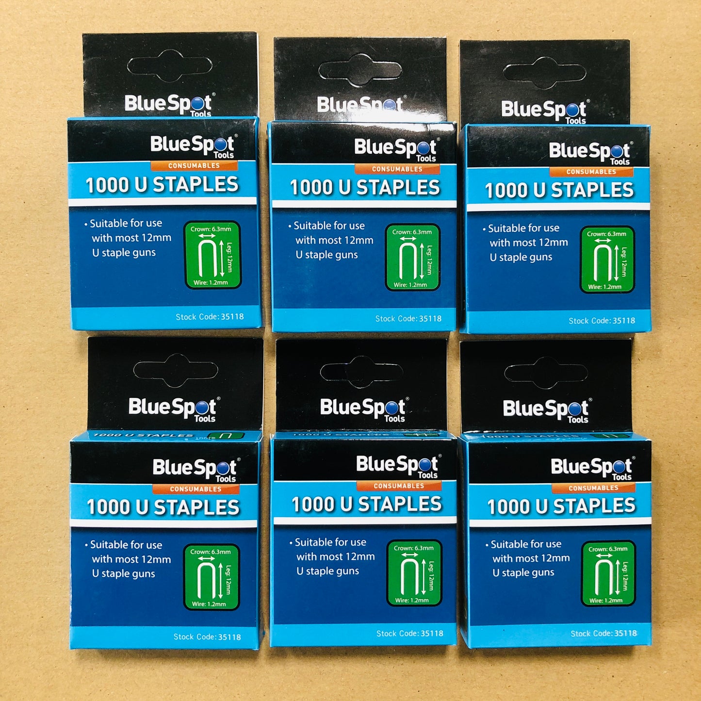 Blue Spot 12mm U-shape Staples Staple Gun Leg 12mm Crown 6.5mm Wire 1.2mm