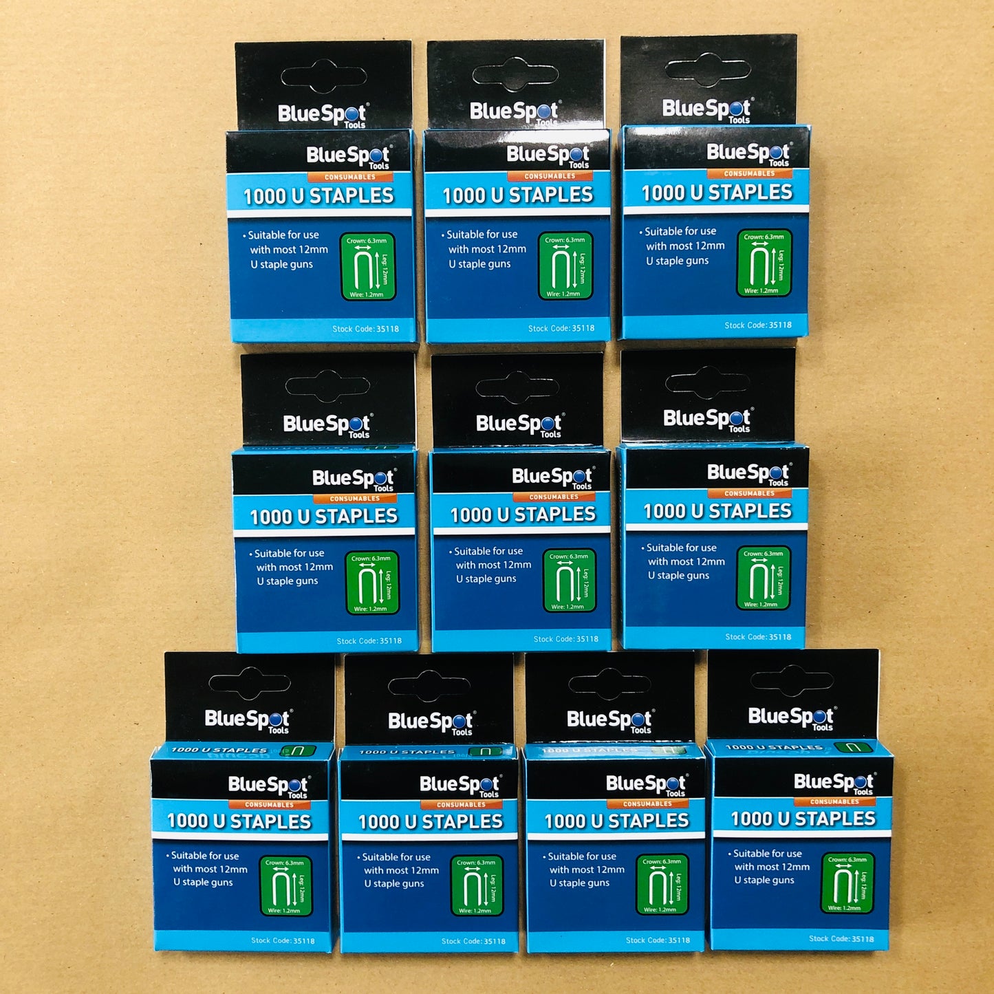 Blue Spot 12mm U-shape Staples Staple Gun Leg 12mm Crown 6.5mm Wire 1.2mm