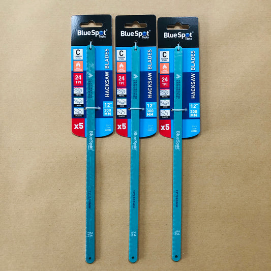 15 Pcs x 300mm 12" 24TPI Hacksaw Blades Carbon Steel Cutting Metal Plastic Wood