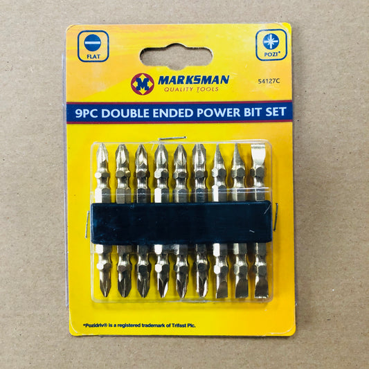Marksman 9pc x Double Ended Screwdriver Drill Driver Power Bits PZ1 PZ2 PZ3 Flat 5mm 6mm