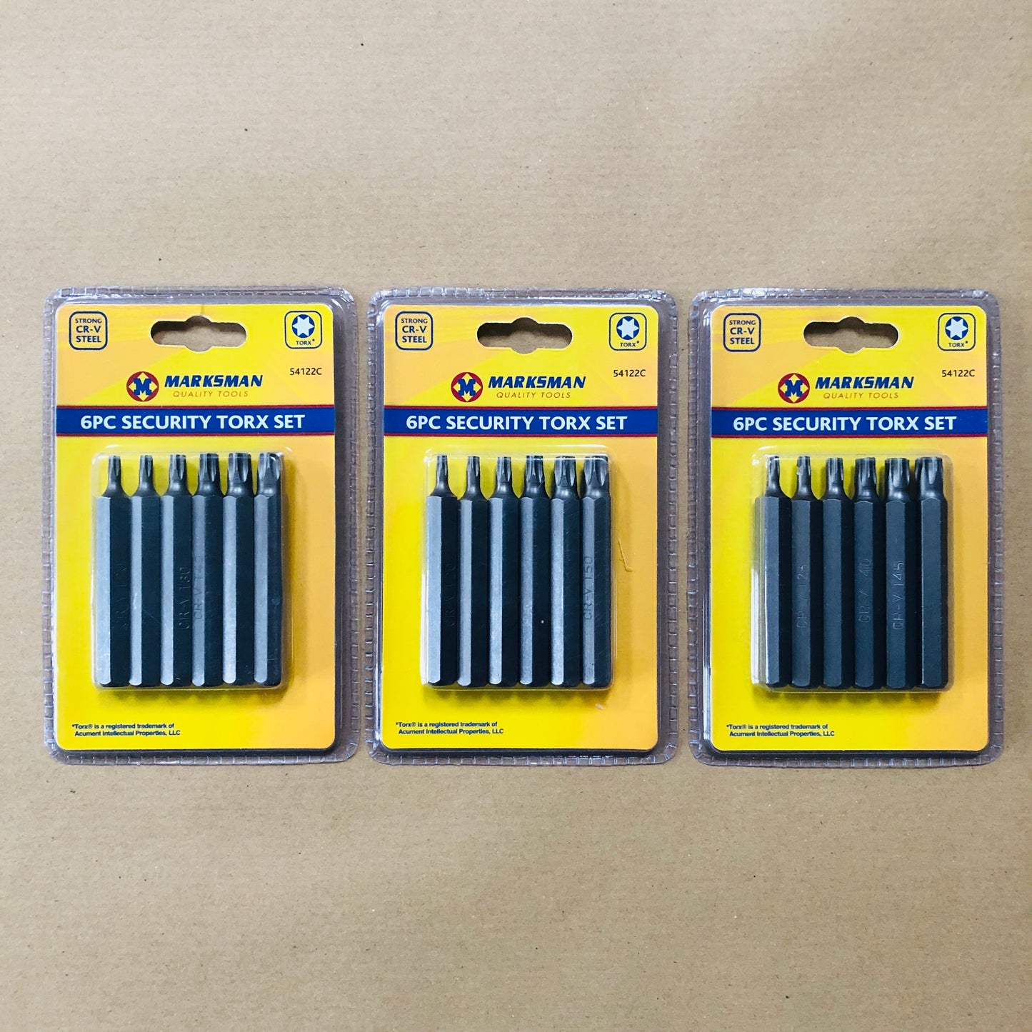 Marksman Security Torx Bit Set 6pc 75mm Long Anti Tamperproof T20 T25 T30 T40 T45 T50