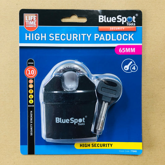 Blue Spot 65mm High Security Closed Shackle Zinc Alloy Padlock Steel Chain Door Lock 4 Key