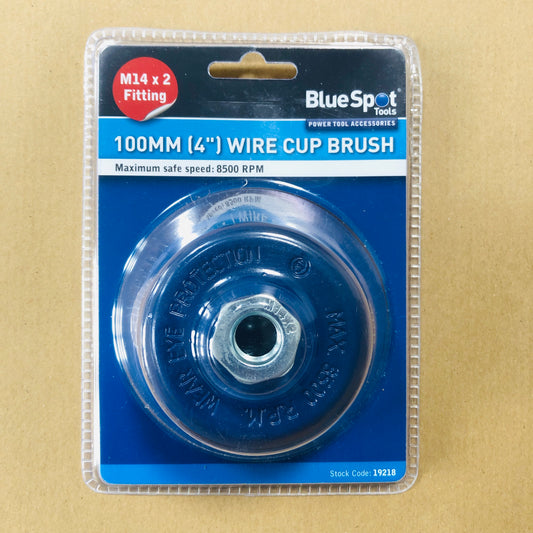 Blue Spot Steel Wire Cup Brush Welding Rapid Rust Paint Removal M14 X 2 100mm 4" Grinder