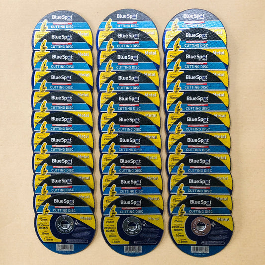 Blue Spot 30 x Metal Cutting Disc 3" / 75mm Angle Grinder Normal & Alloy Steels N-F Metal