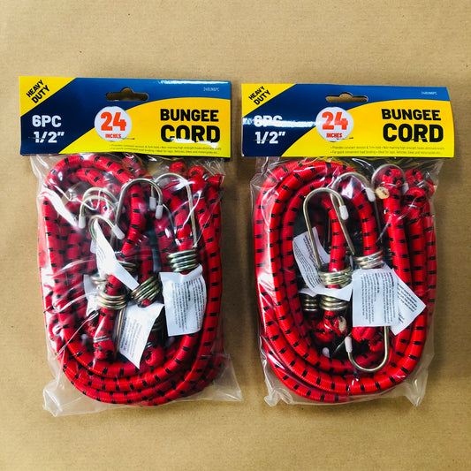 12 Heavy Duty Long Bungee Cords 60cm / 24" Elastic Luggage Straps with Hooks Car