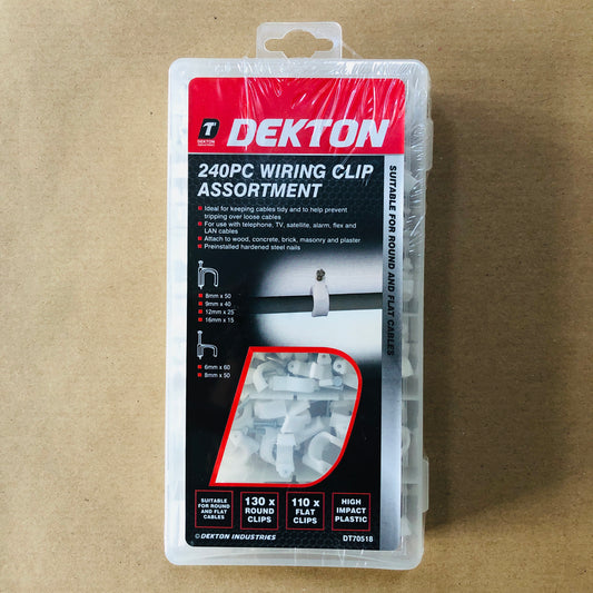 Dekton Plastic Round Flat Electrical Wire Cable Clips TV Phone Internet Fixings
